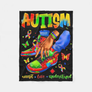 Sneaker Autism Accept Love Understand Autism Aware Fleece Blanket