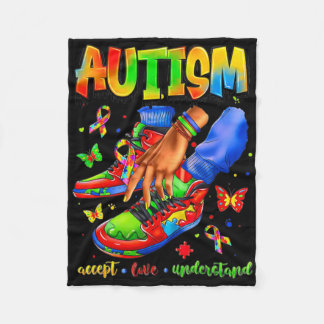 Sneaker Autism Accept Love Understand Autism Aware Fleece Blanket