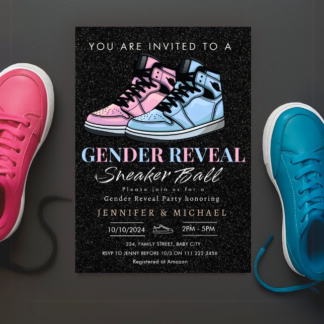 Sneaker Ball Gender Reveal Blue or Pink Invitation (Sneaker Ball Gender Reveal Blue or Pink Invitation)