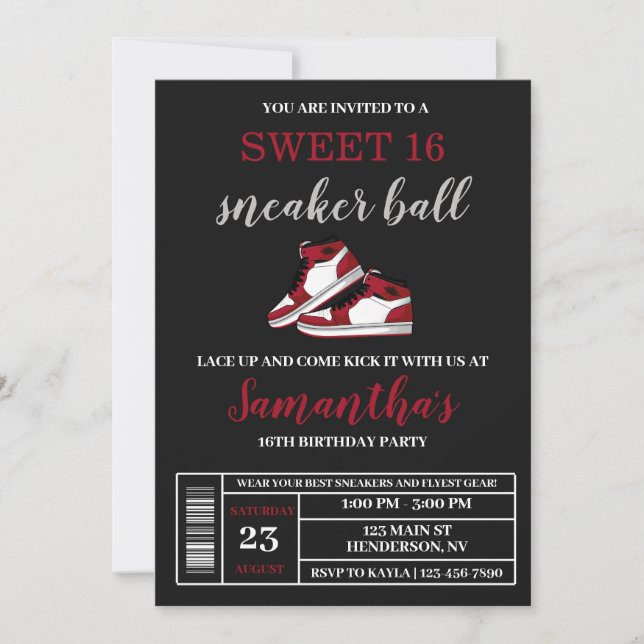 Sneaker Ball Invitations,]Sneaker Ball Sweet 16  I Invitation (Front)