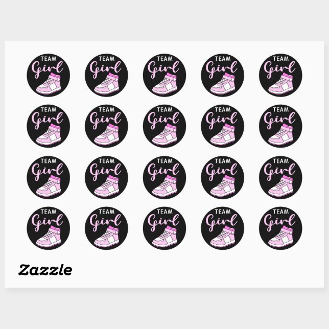 Sneaker Ball Team Girl gender reveal Stickers (Sheet)