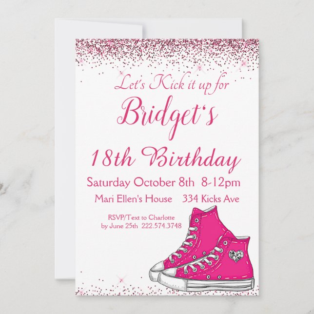 Sneaker Birthday, Glitter Invitation (Front)