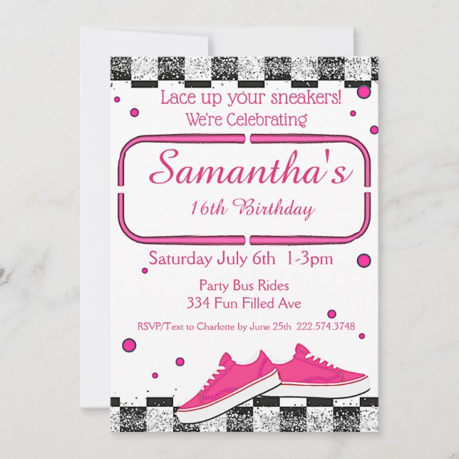 Sneaker Birthday, Glitter Invitation (Front)