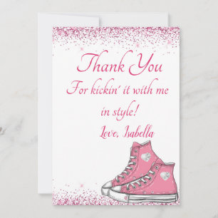 Sneaker Birthday, Glitter Sweet 16 Thank You Card
