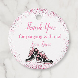 Sneaker Birthday, Glitter Sweet 16 Thank You Favour Tags