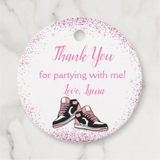 Sneaker Birthday, Glitter Sweet 16 Thank You Favour Tags
