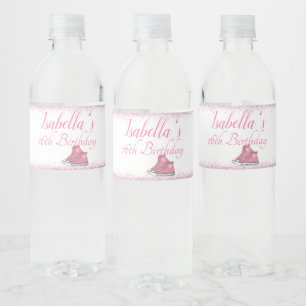 Sneaker Birthday, Glitter Sweet 16 Water Bottle Label