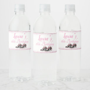Sneaker Birthday, Glitter Sweet 16 Water Bottle Label
