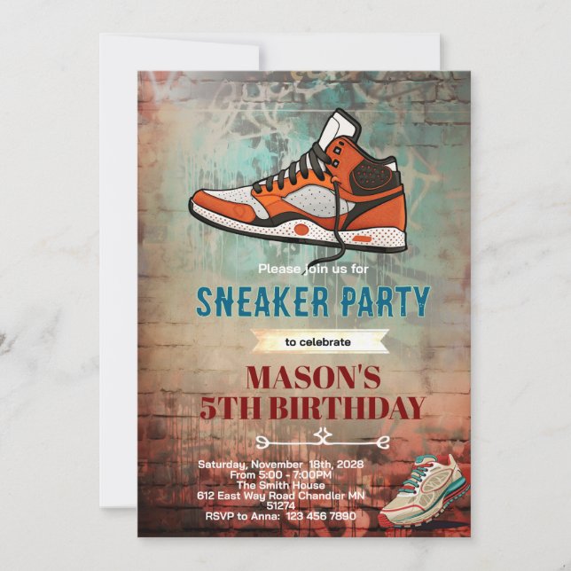 Sneaker birthday party invitation (Front)