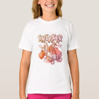 "Sneaker Girl" Kids' Black T-Shirt with Pink Sneak