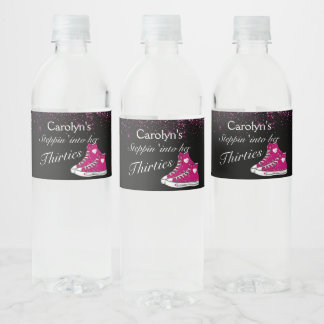 Sneaker Glitter 30th Birthday Water Bottle Label