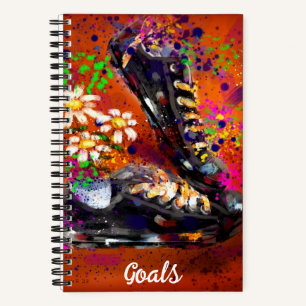 Sneakers and Daisies Impressionistic Orange White  Notebook