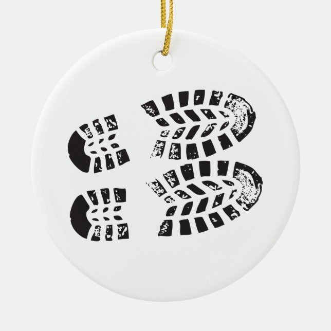Sneakers Black & White Imprint Ceramic Tree Decoration (Front)