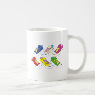 Sneakers drawing, colourful running shoes coffee mug