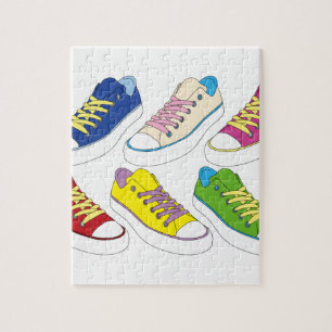 Sneakers drawing, colourful running shoes jigsaw puzzle