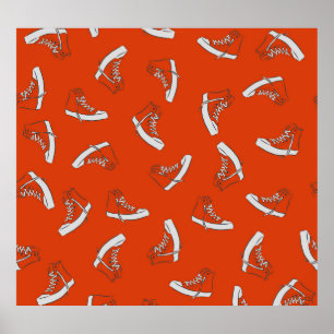 Sneakers Red: Vintage Seamless Print