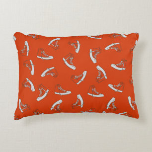 Sneakers seamless pattern on red background decorative cushion