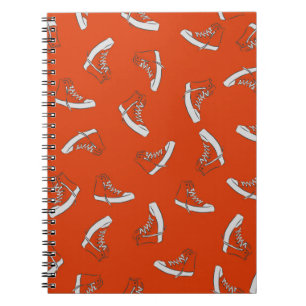 Sneakers seamless pattern on red background notebook