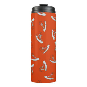 Sneakers seamless pattern on red background thermal tumbler
