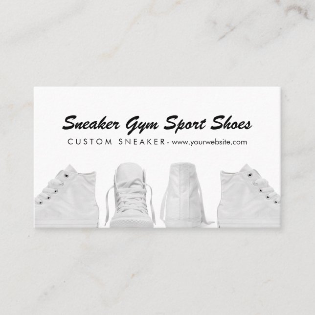 Sneakers White Sport Gym Shoes Business Card (Front)