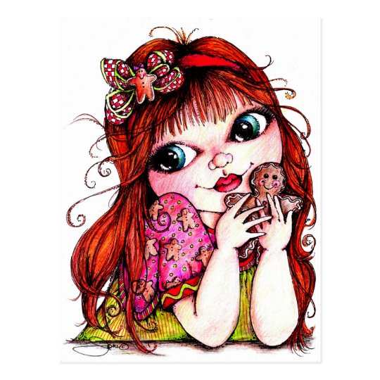 Sneaking A Gingerbread Cookie Postcard
