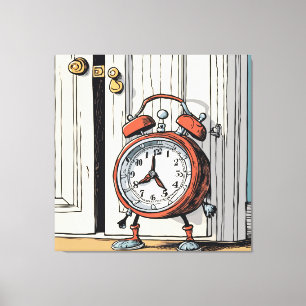 Sneaky Alarm Clock - Whimsical Doorway  Canvas Print