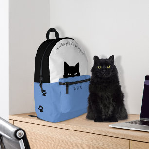 Sneaky Cat Blue Printed Backpack