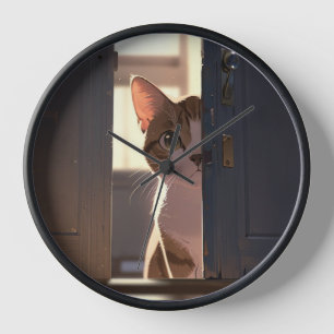 Sneaky cat clock