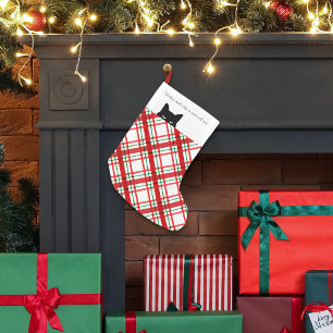 Sneaky Cat Madras Check Plaid Small Christmas Stocking