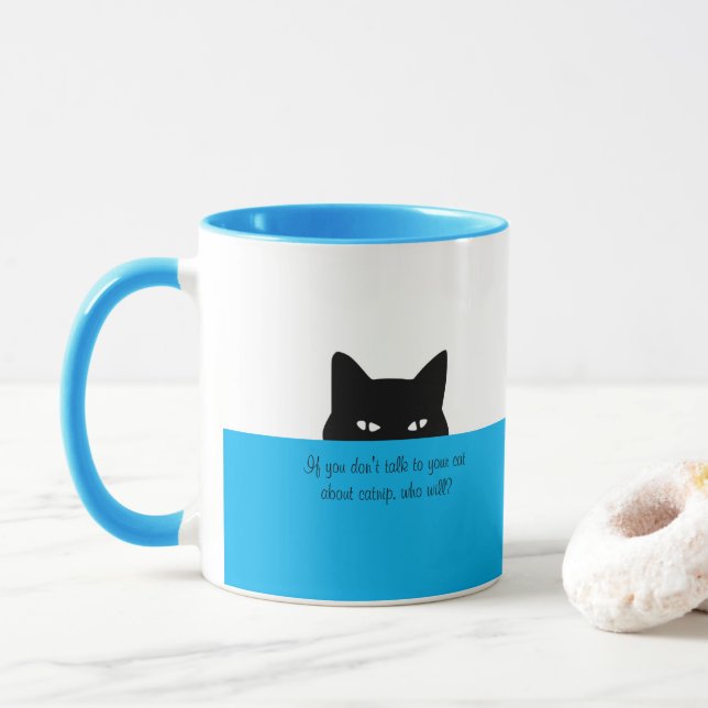 Sneaky Cat Talk to your Cat Mug Blue (With Donut)