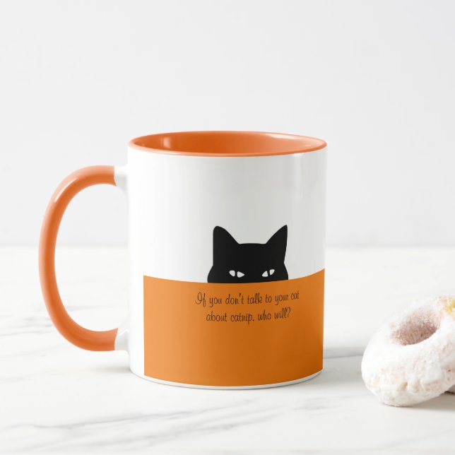 Sneaky Cat Talk to your Cat Mug Orange (With Donut)