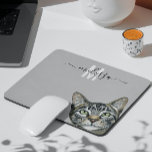 Sneaky Cat  Watercolor Monogram Name  Mouse Mat<br><div class="desc">This design may be personalised in the area provided by changing the photo and/or text. Or it can be customised by clicking Personalise this Template and then choosing the click to customise further option and delete or change the colour of the background, add text, change the text colour or style,...</div>