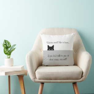 Sneaky Cat Winston Would Like To Know Throw Pillow