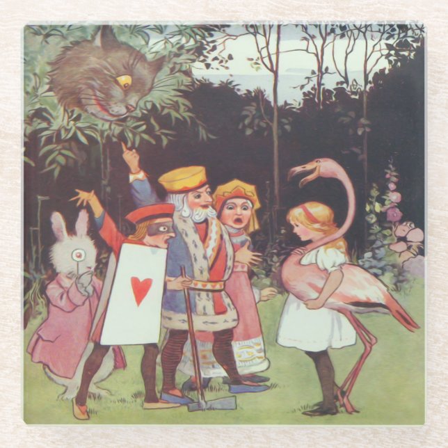 Sneaky Cheshire Cat - Glass Coaster (Front)