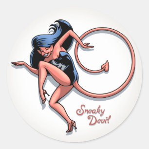 Sneaky Devil Classic Round Sticker