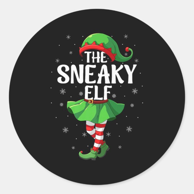 Sneaky Elf Christmas Girls Women Elf Squad Xmas Fa Classic Round Sticker (Front)