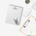 Sneaky Llama Watercolor Monogram Name  Notepad<br><div class="desc">This design may be personalized in the area provided by changing the photo and/or text. Or it can be customized by clicking Personalize this Template and then choosing the click to customize further option and delete or change the color of the background, add text, change the text color or style,...</div>