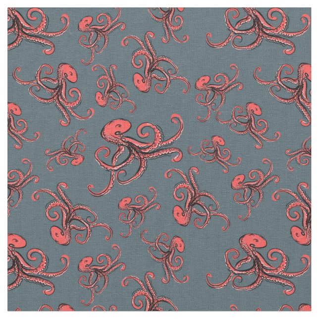 Sneaky Octopus Pattern Fabric (Close Up)