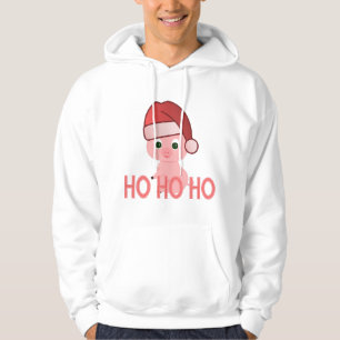 Sneaky Santa Baby Pig in Cute Pink Christmas Hoodie