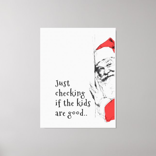 Sneaky Santa Just Checking Kids Canvas Print (Front)