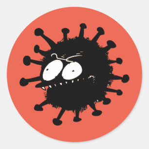 sneaky virus cartoon classic round sticker