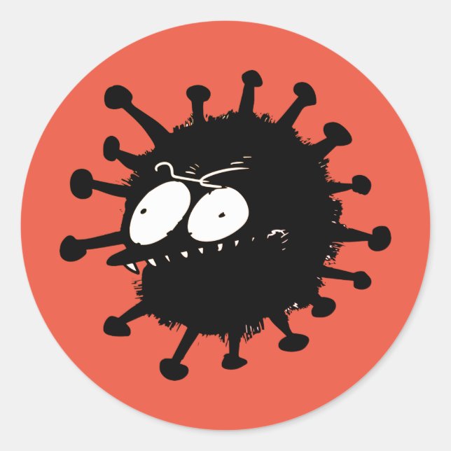 sneaky virus cartoon classic round sticker (Front)