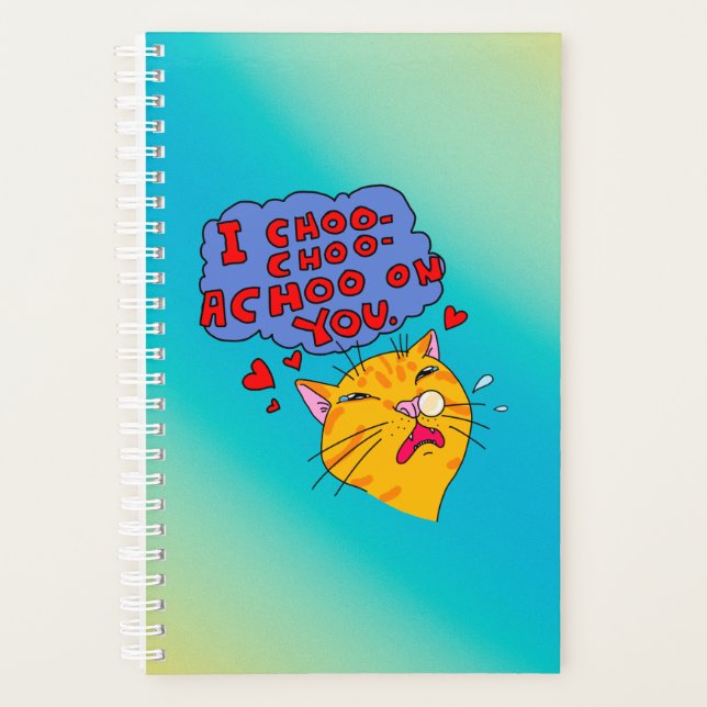 Sneezing Orange Cat With Funny Text Planner (Front)