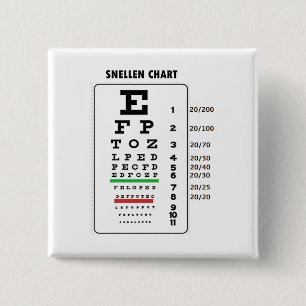 Snellen Chart (Generic Vision Chart) 15 Cm Square Badge