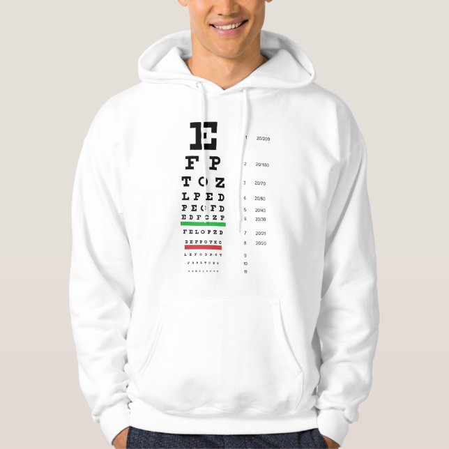Snellen Eye Chart Hooded Sweatshirt (Front)