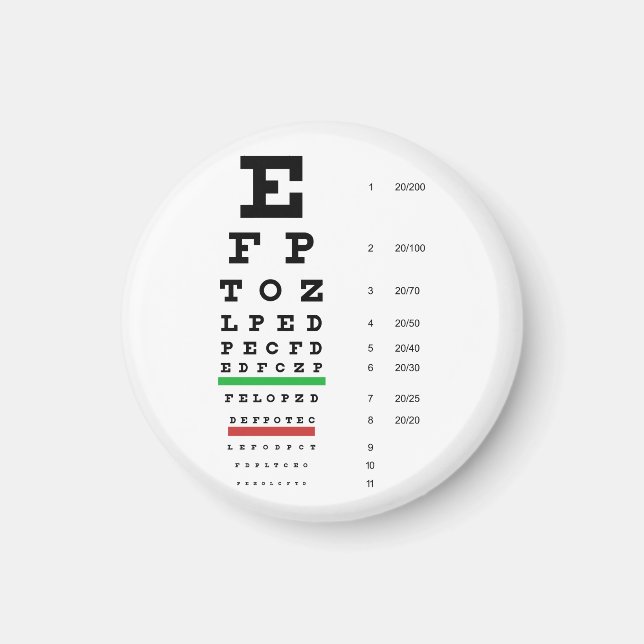Snellen Eye Chart Magnet (Front)