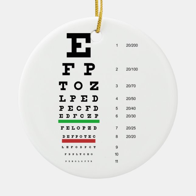 Snellen Eye Chart Ornament (Front)