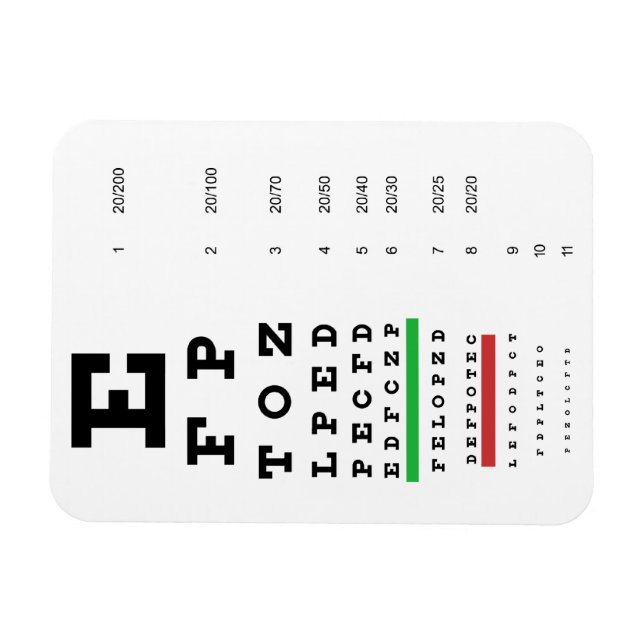 Snellen Eye Chart Premium Magnet (Horizontal)