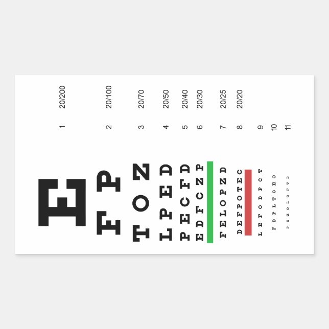Snellen Eye Chart Sticker (Front)