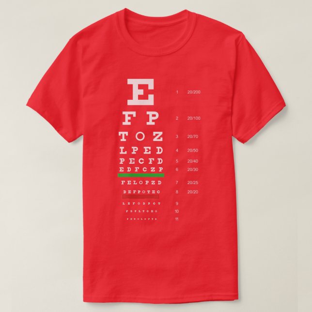 Snellen Eye Chart Test  T-Shirt (Design Front)
